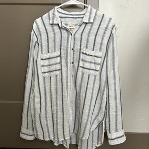 Billabong Easy Movin White Stripe Button Down Top